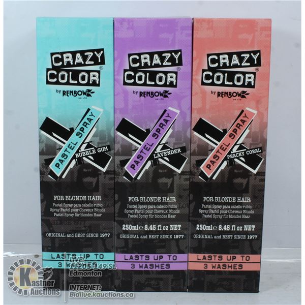 3 BOXES OF CRAZY COLOR PASTEL SPRAYS FOR BLONDE