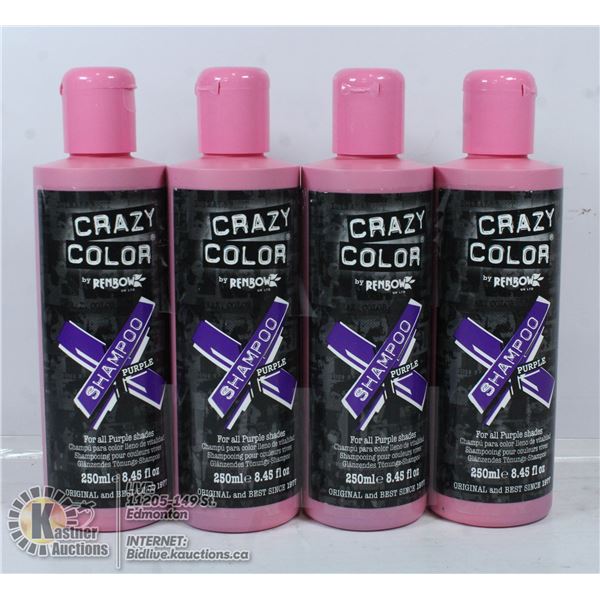 4 BOTTLES OF CRAZY COLOR PURPLE SHAMPOO FOR ALL