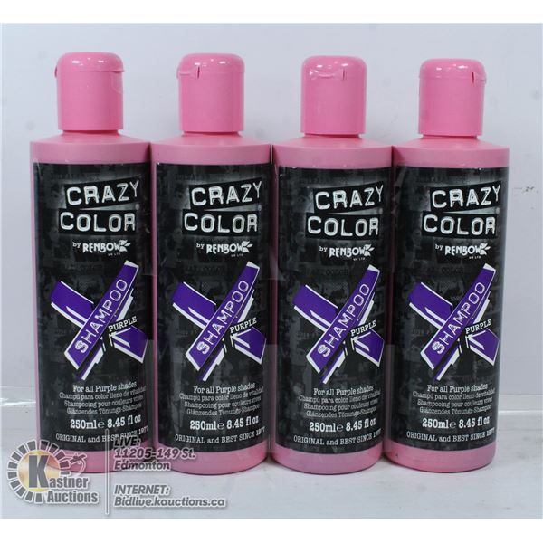 4 BOTTLES OF CRAZY COLOR PURPLE SHAMPOO FOR ALL