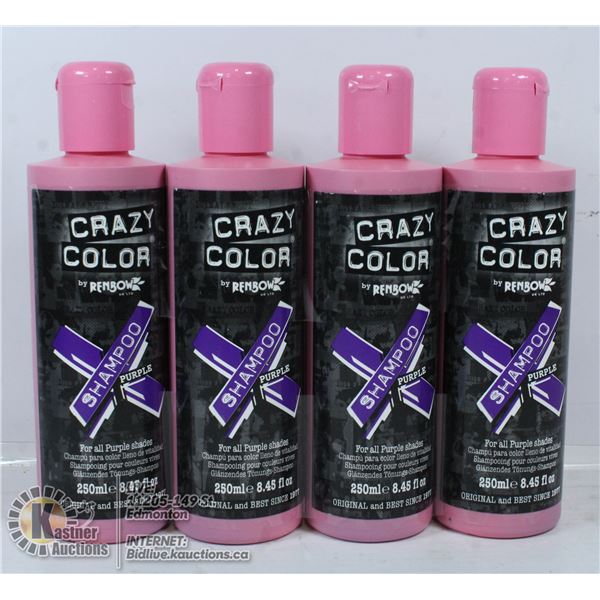 4 BOTTLES OF CRAZY COLOR PURPLE SHAMPOO FOR ALL