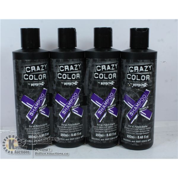 4 BOTTLES OF CRAZY COLOR PURPLE SHAMPOO FOR ALL