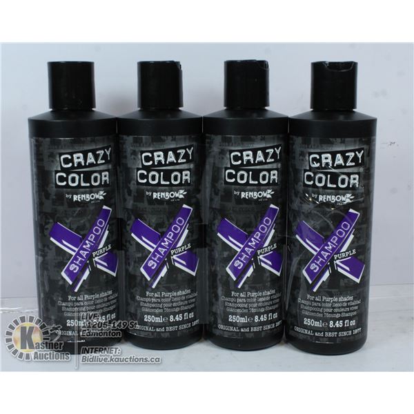 4 BOTTLES OF CRAZY COLOR PURPLE SHAMPOO FOR ALL