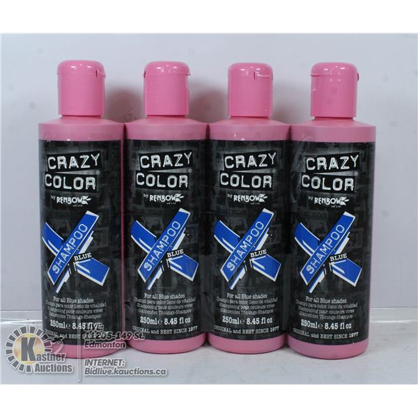 4 BOTTLES OF CRAZY COLOR BLUE SHAMPOO FOR ALL BLUE