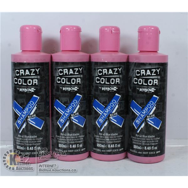 4 BOTTLES OF CRAZY COLOR BLUE SHAMPOO FOR ALL BLUE