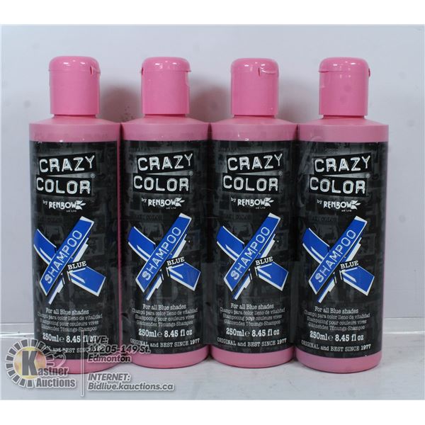 4 BOTTLES OF CRAZY COLOR BLUE SHAMPOO FOR ALL BLUE