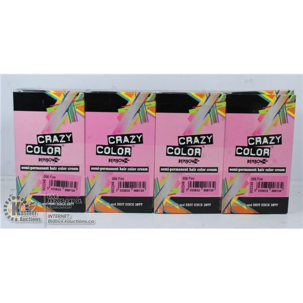 FOUR BOXES OF CRAZY COLOR FIRE RED SEMI-PERMANENT