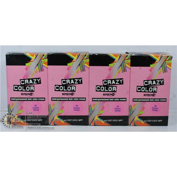 FOUR BOXES OF CRAZY COLOR CANARY YELLOW SEMI
