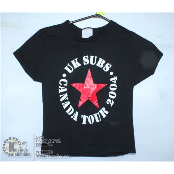 UK SUBS CANADA TOUR 2004 SIZE SMALL BELLY SHIRT.