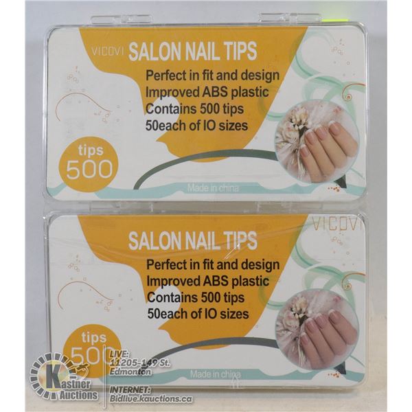 LOT OF TWO 500PC SALON NAIL TIPS