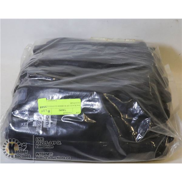 PACKAGE OF RUBBER GLOVES SIZE LG 8 PAIR
