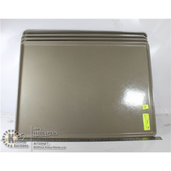 4 NEW LARGE CAFETERIA TRAYS - GRAY