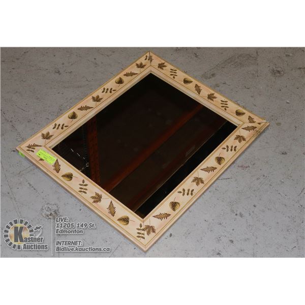 DECORATIVE LEAF WOOD FRAMED WALL MIRROR -