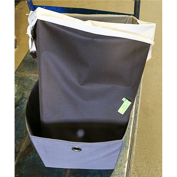 CANVAS/LEATHER CLOTHES HAMPER+STORAGE BOX