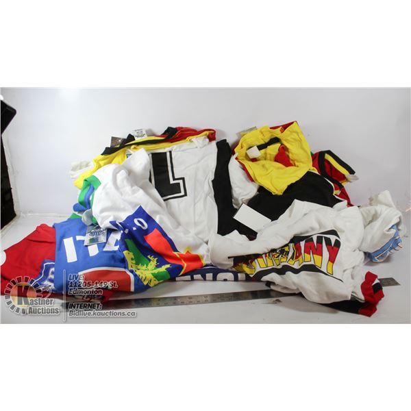 BOX OF VARIOUS BOYS SOCCER SHIRTS