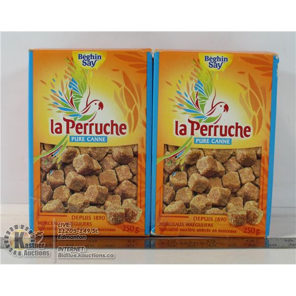 TWO BOXES OF LA PERRUCHE PURE CAN SUGAR CUBES.