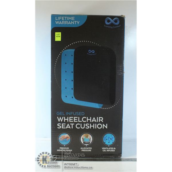 GEL INFUSED WHEELCHAIR SEAT CUSHION. COMES WITH A