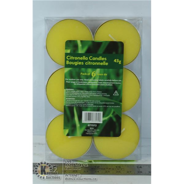 6 PACK OF 43G CITRONELLA CANDLES