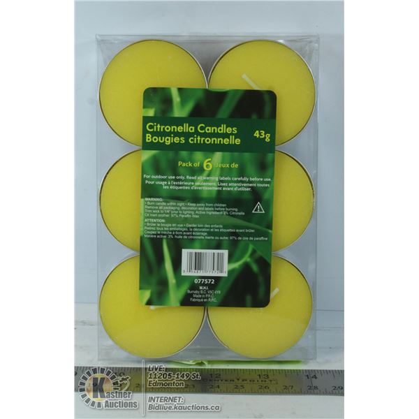 6 PACK OF 43G CITRONELLA CANDLES