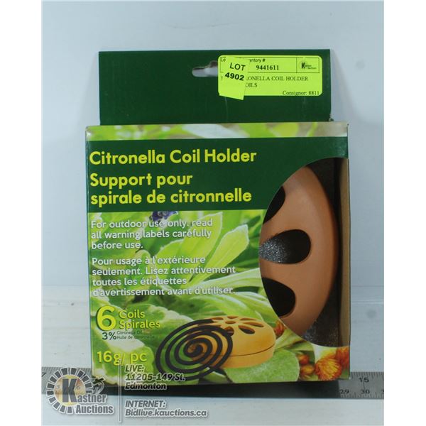 NEW CITRONELLA COIL HOLDER WITH 6 COILS