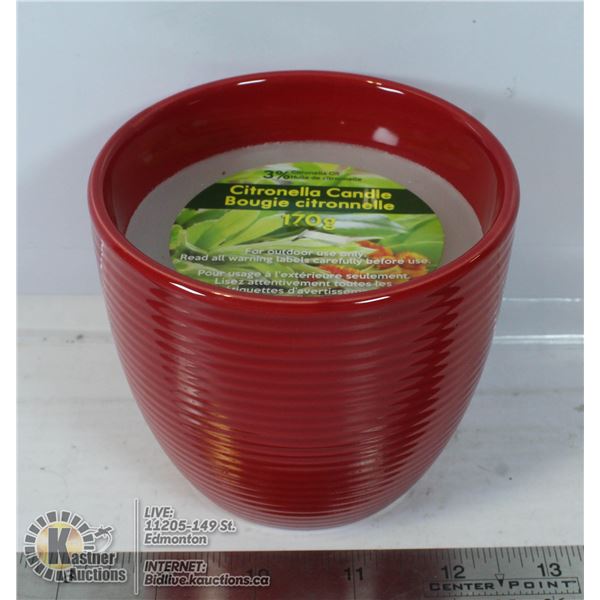 NEW 170G CITRONELLA CANDLE IN A CERAMIC POT