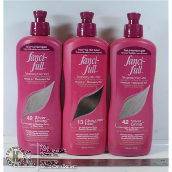 3 NEW BOTTLES OF TEMP HAIR COLOR - BROWN, SILVER