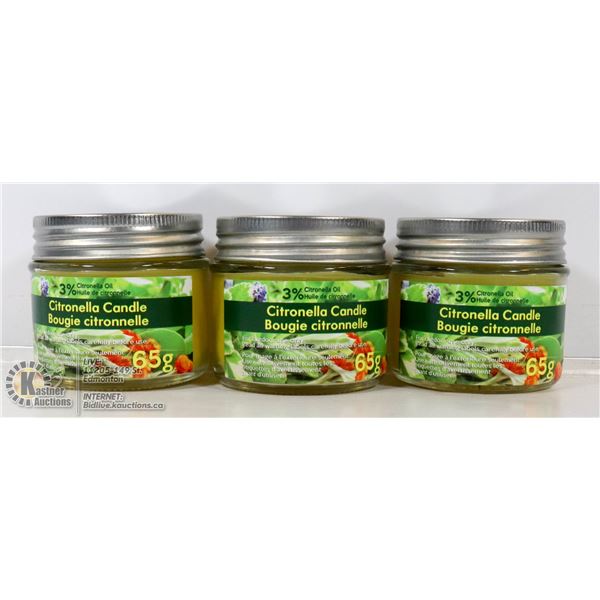 LOT OF 3 X 65G CITRONELLA CANDLES