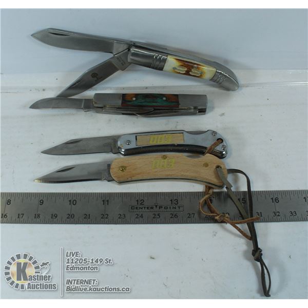 LOT OF 4 FOLDING KNIVES
