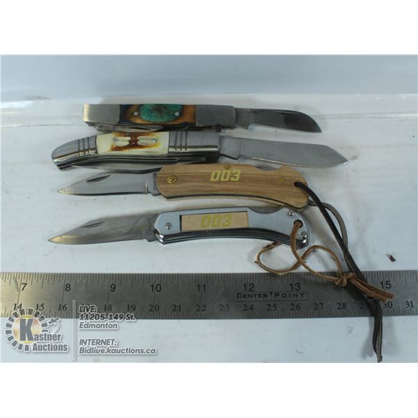 LOT OF 4 FOLDING KNIVES