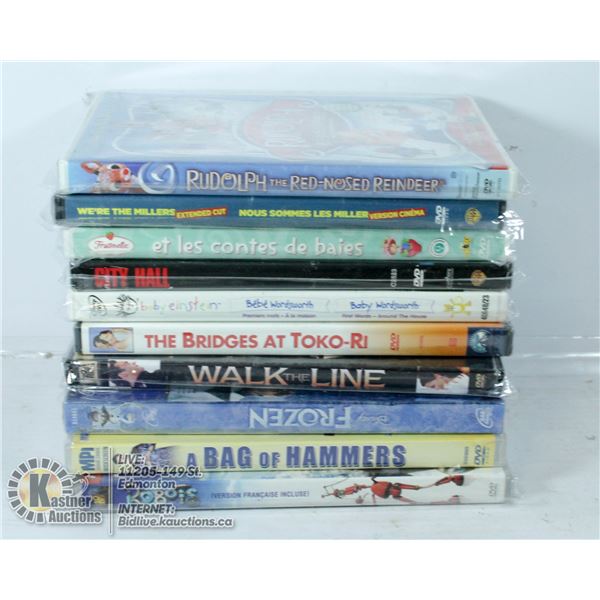 LOT OF TEN FACTORY SEALED MOVIES.