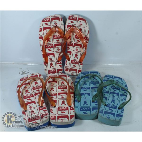 3 PAIRS OF PLAYBOY BUNNY SANDLES.