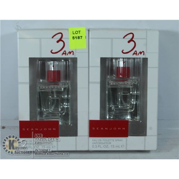 LOT OF 2 SEAN JOHN 15ML EAU DE TOILETTE. 15ML EACH