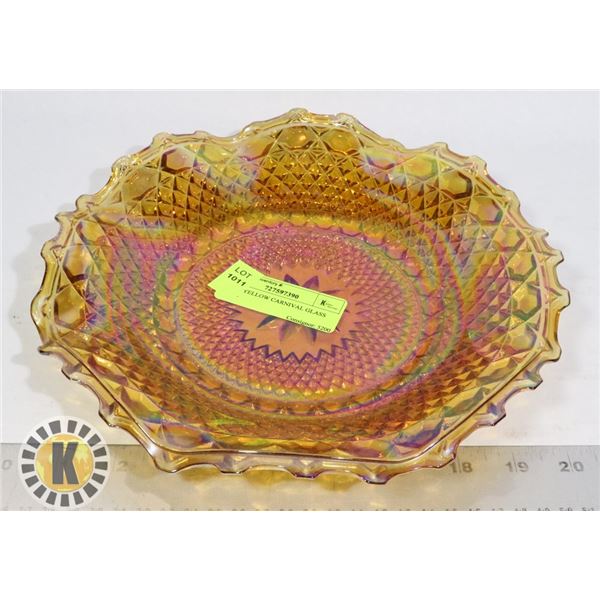 GOLD/YELLOW CARNIVAL GLASS BOWL