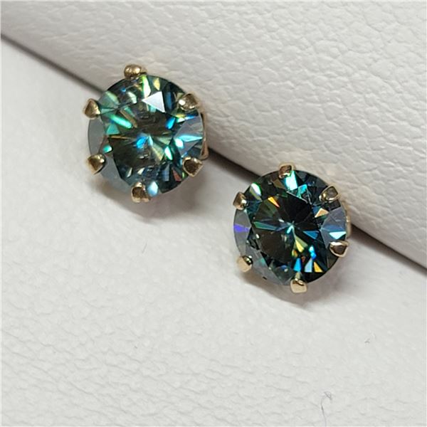MZ6-10 14K  MOISSANITE (MUNSELL 7.5BG 4/10) EARRIN