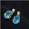 Image 1 : MZ6-36 10K  BLUE TOPAZ MOISSANITE EARRINGS