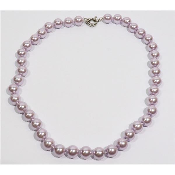 #35-PURPLE SEA SHELL PEARL NECKLACE 10mm/7.5"