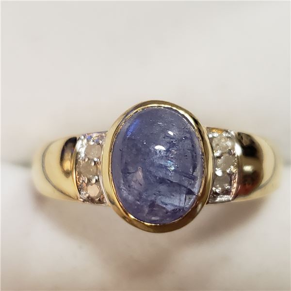 98 - JP738 SILVER TANZANITE DIAMOND RING