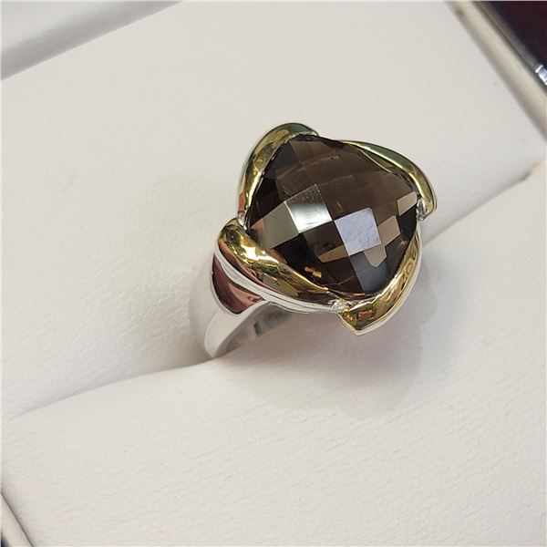 MZ1-161 SILVER SMOKY TOPAZ RING
