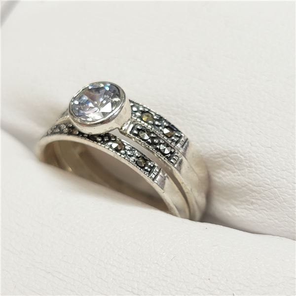 MZ1-167 SILVER MARCASITE,CZ SET