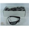 Image 1 : BOX OF SLEEK BLACK WIDE FRAMED SUNGLASSES.
