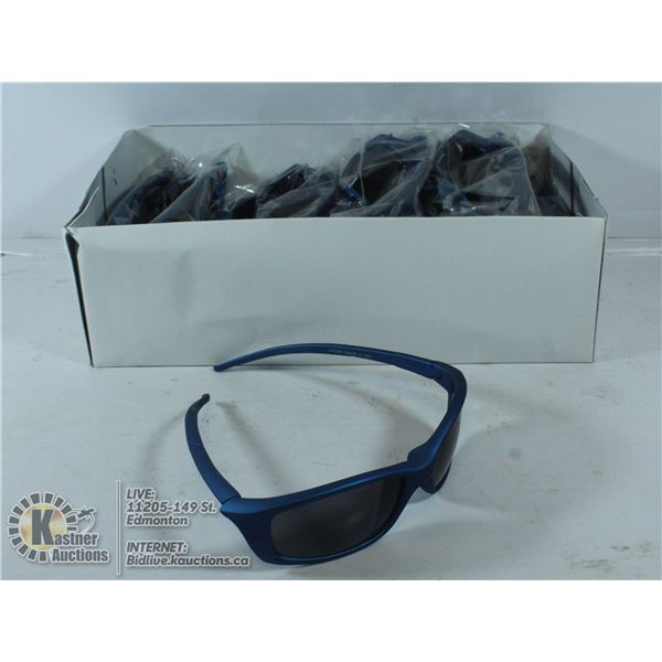 BOX OF MATTE BLUE NARROW FRAME SUNGLASSES DESIGNED