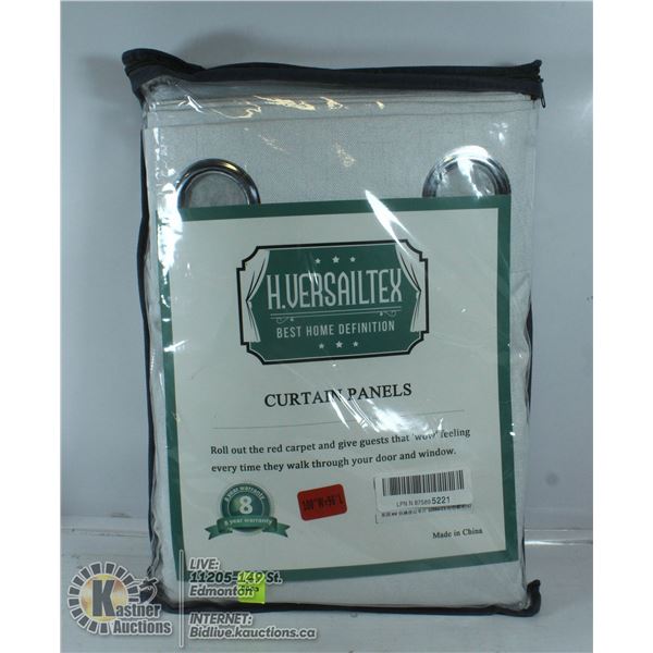 CURTAIN PANELS 100" WIDE AND 96" LONG LIGHT GREY.