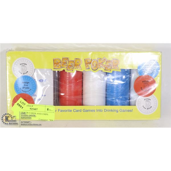 BEER POKER CARDS AND CHIPS