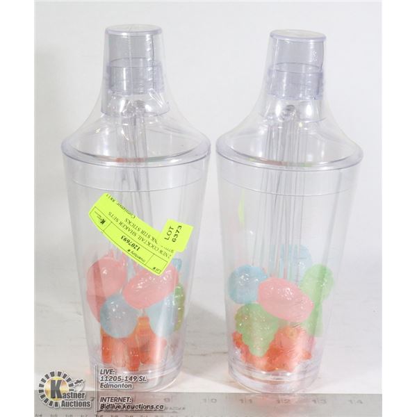 3 NEW COCKTAIL SHAKER SETS WITH DRINK STIR STICKS