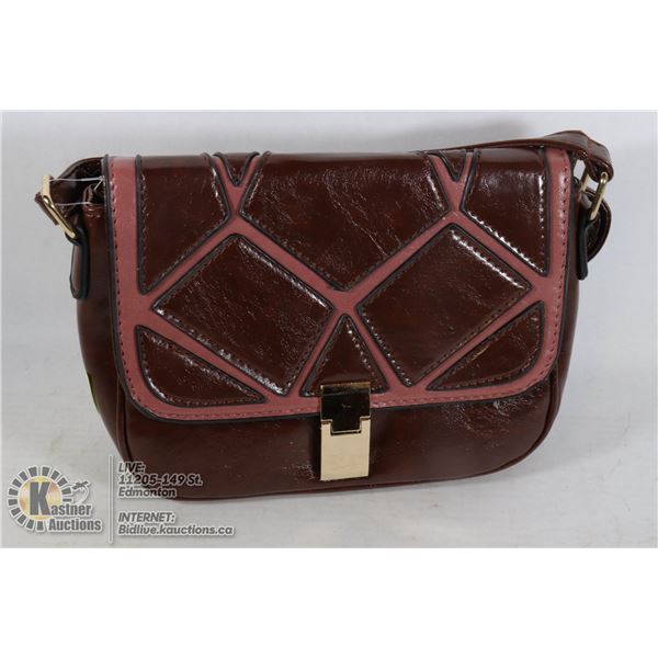 LEATHER STYLE HANDBAG WITH MAGNETIC CLASP