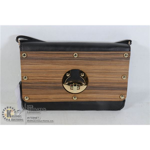 LEATHER STYLE HANDBAG WITH MAGNETIC CLASP