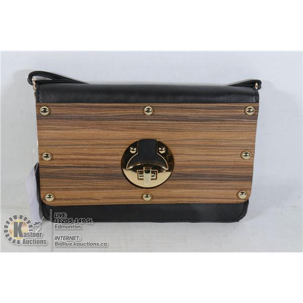 LEATHER STYLE HANDBAG WITH MAGNETIC CLASP