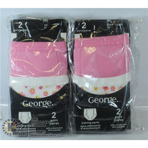 4 PAIRS OF GEORGE TRAINING PANTS SIZE 18 MONTHS.
