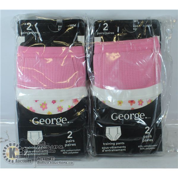 4 PAIRS OF GEORGE TRAINING PANTS SIZE 18 MONTHS.