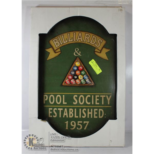 BILLIARD PLAQUE 16" X 24