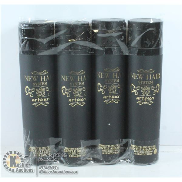 FOUR BOTTLES OF ARTEGO GENTLE SHAMPOO TO BUILD